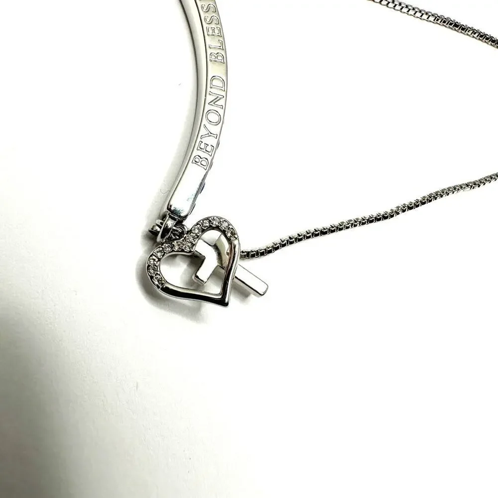 Beyond Bless Swarovski Element Silver Plated Cross Slider Bracelet - Picture 3 of 8